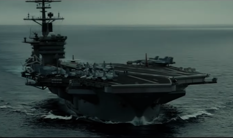 No hull number on the flight deck, which every aircraft carrier should have.